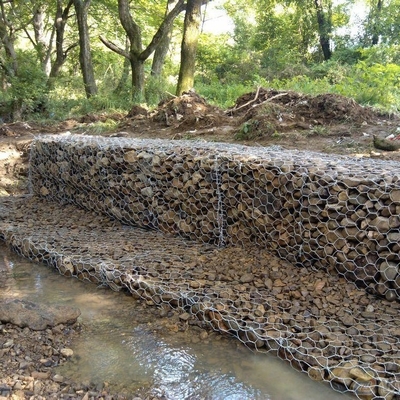 2x1x1m panier hexagonal en gabion en acier tissé avec Zn-10%AL résistance à la traction 350-550N/mm2
