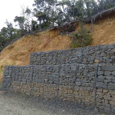 Paroi de support en gabion galvanisé soudé à l'endroit