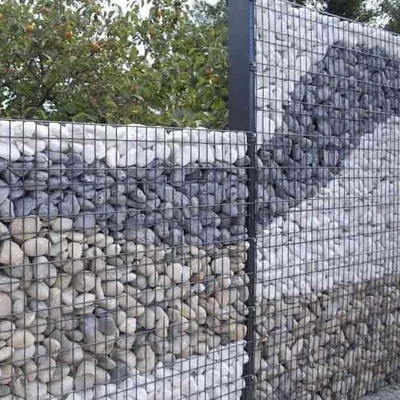 Boîte en gabions de clôture soudée à la traction en fil d'acier allié avec revêtement en PVC à double couche